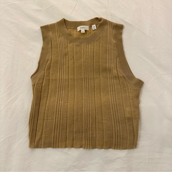A.L.C. Tan Ribbed Tank Top - Picture 2 of 4